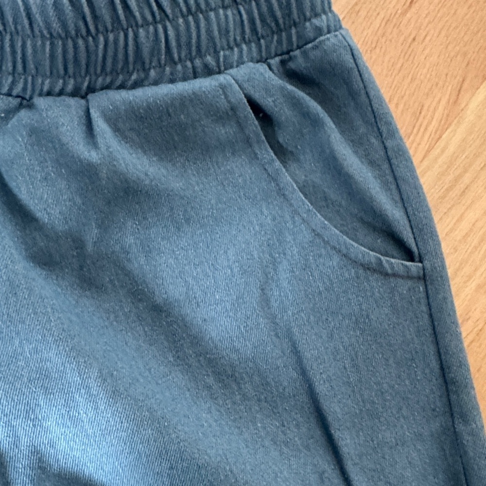 Men's Casual Slate Blue Elastic Waist Pants - Picture 3 of 7